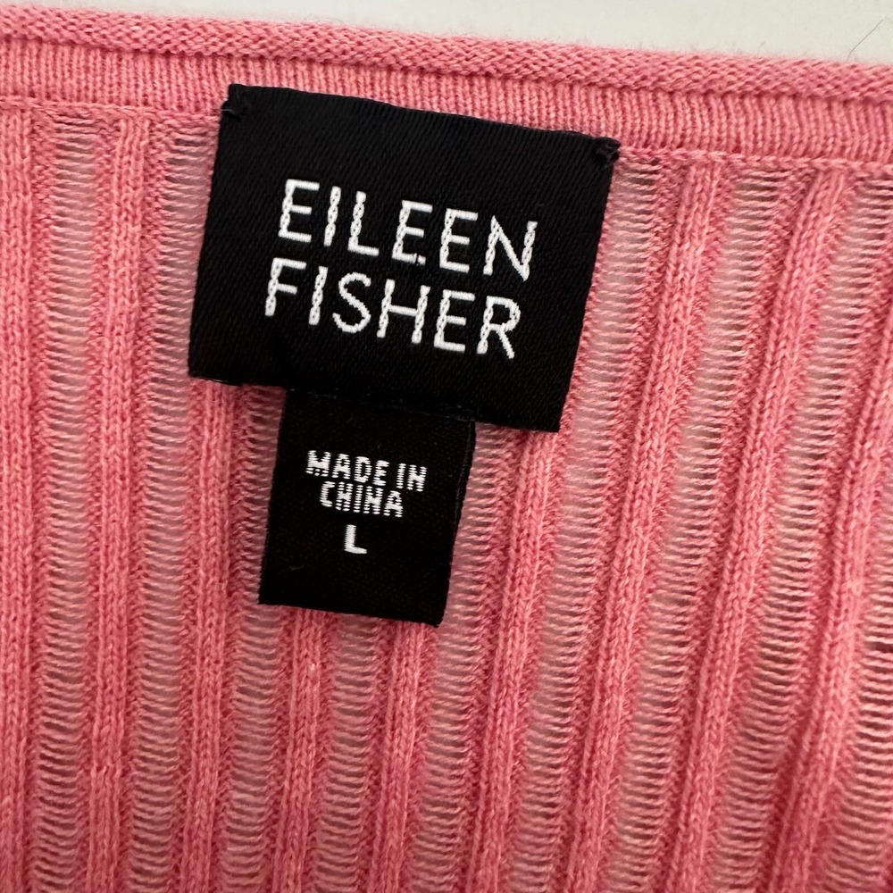 Eileen Fisher Sweater Womens Large Pink Cotton Light‎ Weight Open Knit Pull Over - Picture 6 of 11